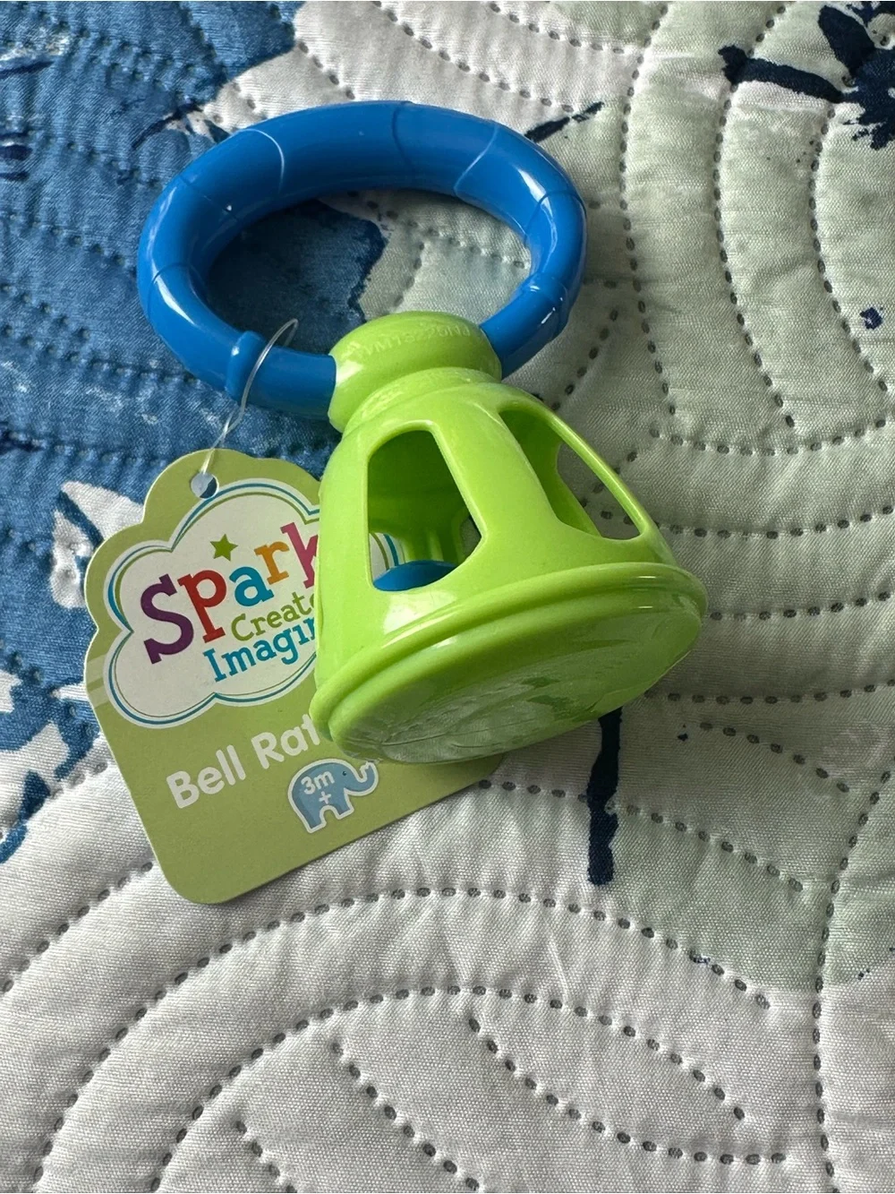 HappyPaci Silicone Pacifiers (0-6m) with Green & Blue Rattle Toy